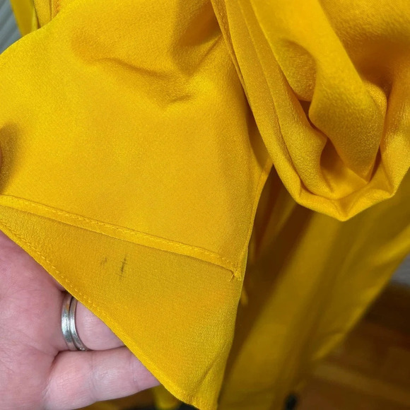 Tome Bow Tie Front Midi Silk Skirt in Marigold Yellow Size US Large - Picture 6 of 12